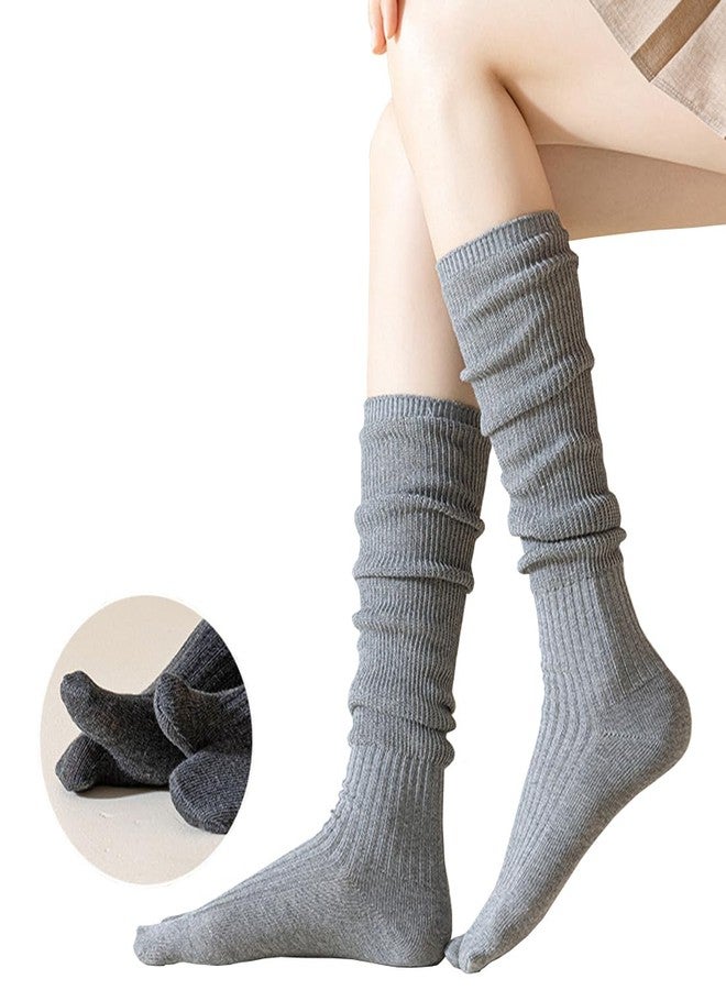 Antcher 4 Pairs Women's Slouch Socks, Cotton Knee High Split Toe Tabi Socks - Image 2
